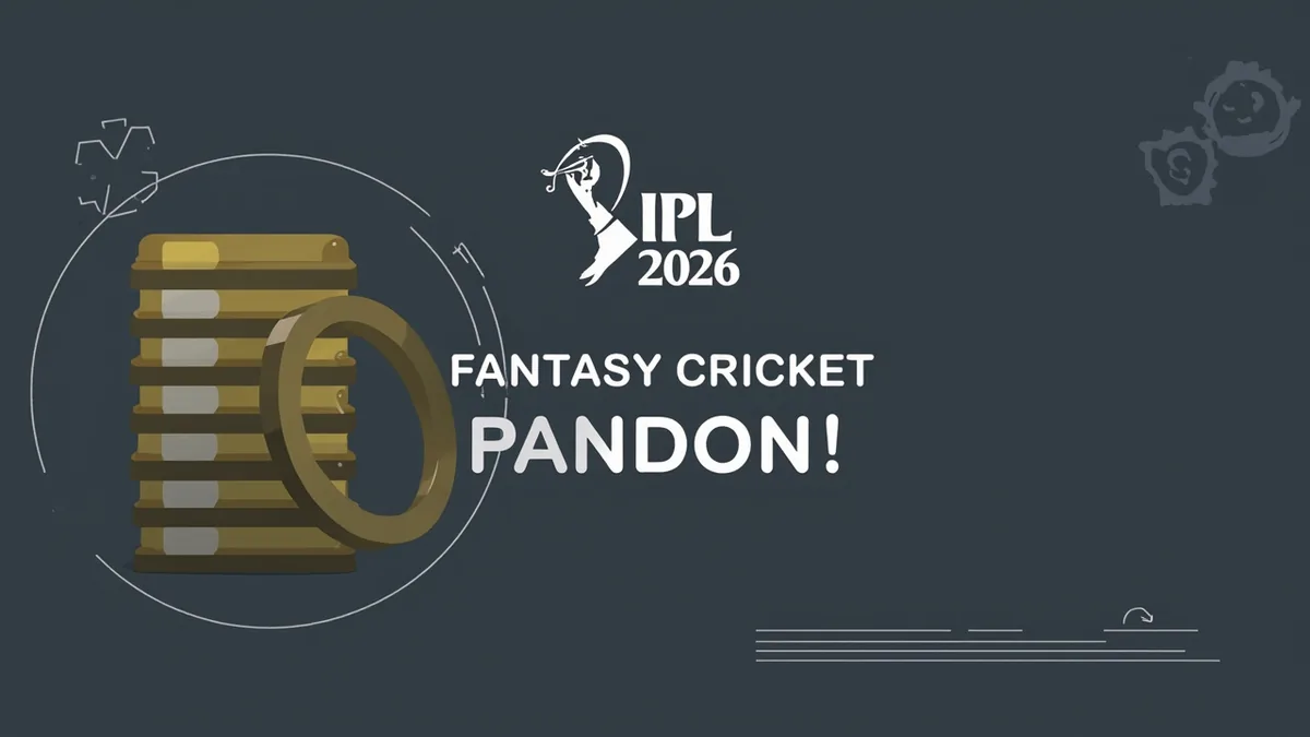 Fantasy cricket deposit match bonus illustration showing stacked credit coins and jersey icons